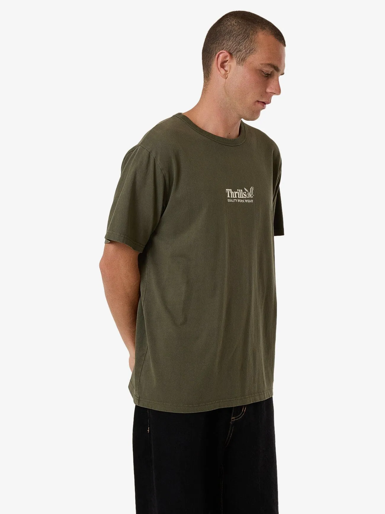 Thrills Workwear Embro Merch Fit Tee - Grape Leaf