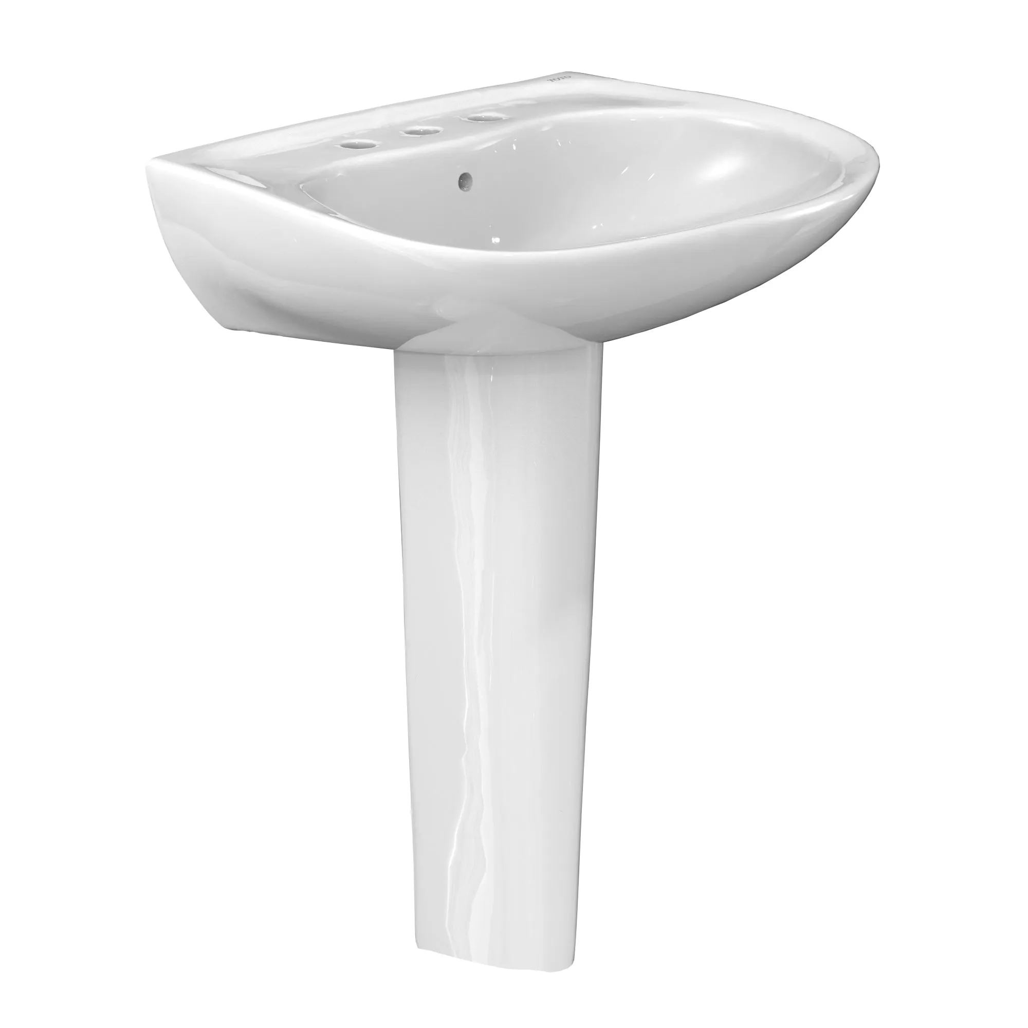 TOTO LPT242.8G#01 Prominence Oval Pedestal Bathroom Sink with CEFIONTECT for 8" Center Faucets, Cotton White