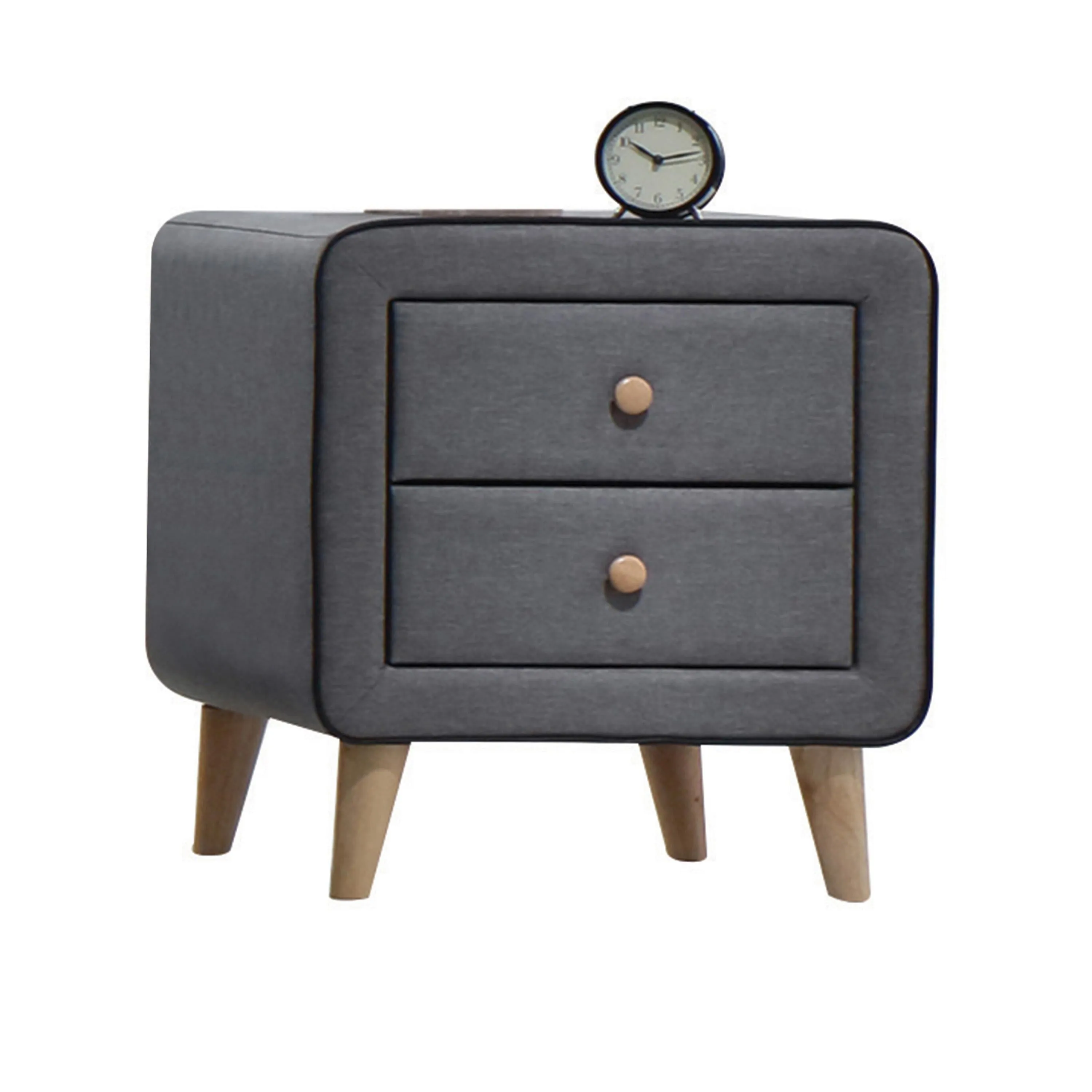 Valda Light Gray Fabric Nightstand