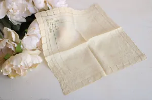 Vintage 1940s  Ivory Linen Natural Plant Hand Dyed Hankie