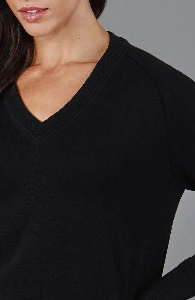 Womens Lightweight Cotton Deep V Neck Jumper